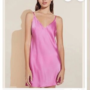 Eberjey Inez Washable Silk Mini Dress, Size small, pink